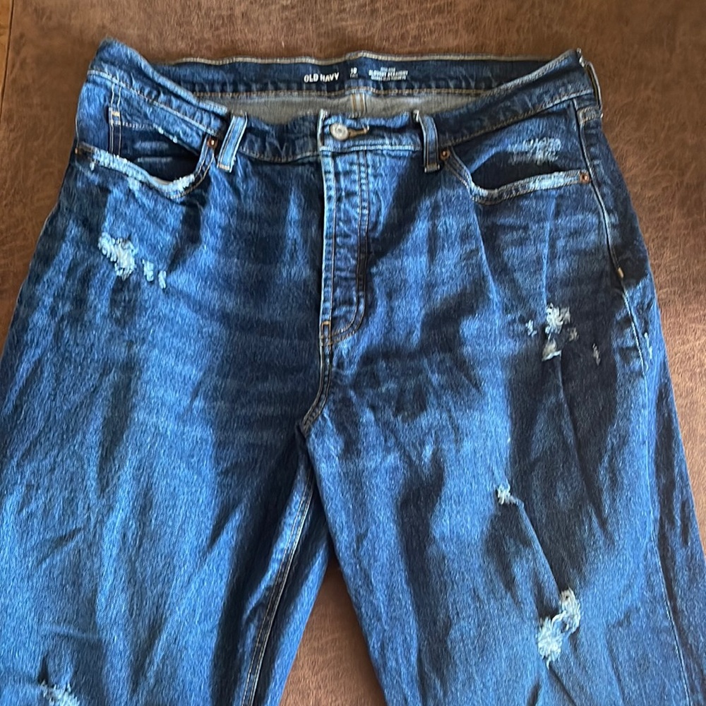 Slouchy Straight High waisted Jeans with button fly